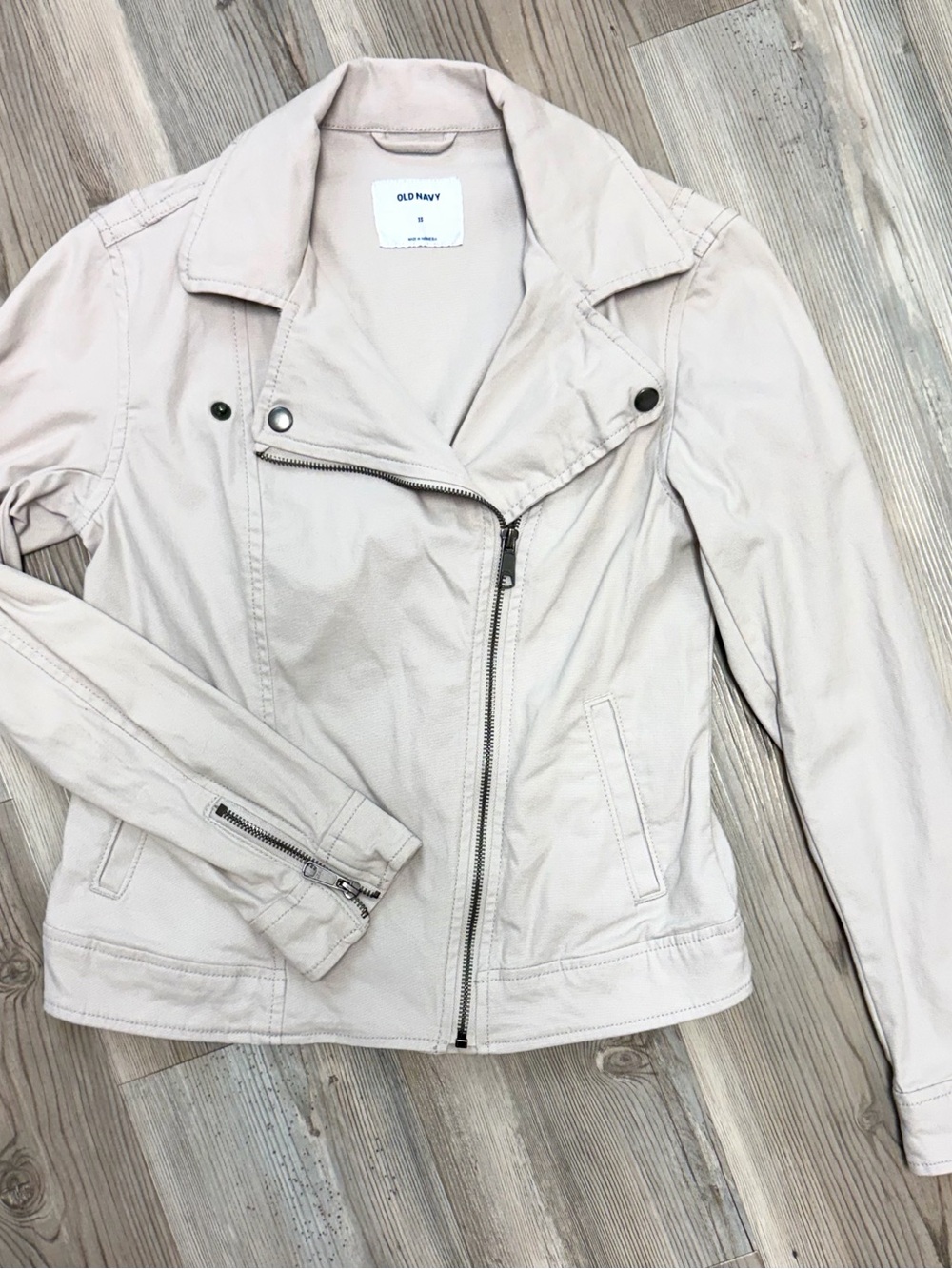 Old Navy Light Cream Moto-Style Zip Jacket